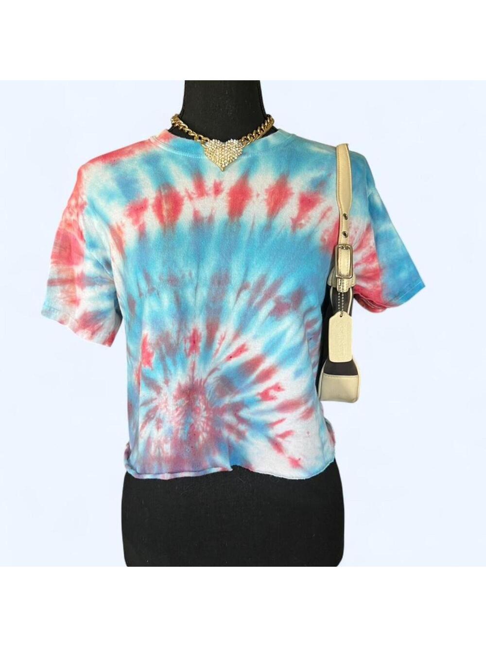 y2k red blue tie dye fairycore baby tee size small 🩵